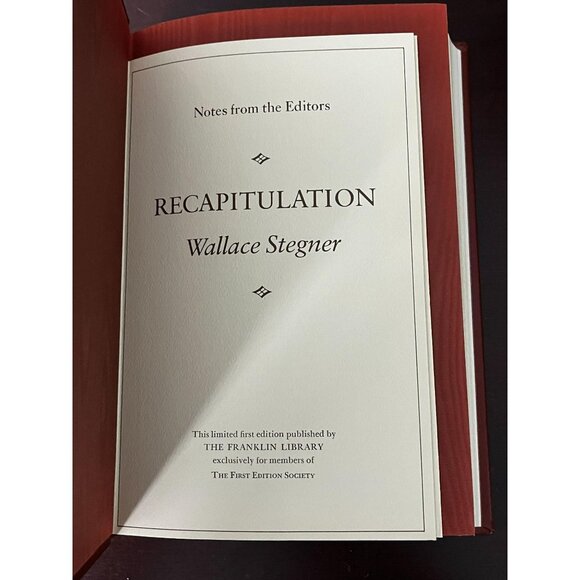 Franklin Library First 1st Edition HC Book Recapitulation Book by Wallace Stegne - Picture 6 of 8